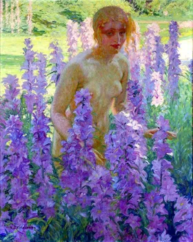 Nude In Flowers by Frederick Carl Frieseke