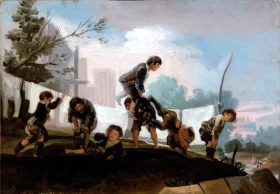 Children playing leapfrog by Francisco Goya