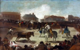 Bullfight in a village by Francisco Goya