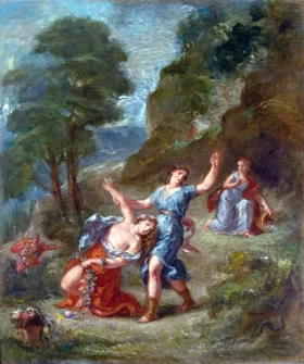 The Spring - Eurydice Bitten by a Serpent While Picking Flowers (Eurydice's Death) by Eugene Delacroix