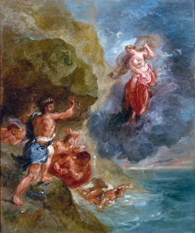 The Winter - Juno Beseeches Aeolus To Destroy Eneas' Fleet by Eugene Delacroix
