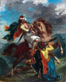 A Turk Surrenders To a Greek Horseman 1856 by Eugene Delacroix