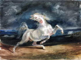 Horse Frightened by Lightning by Eugene Delacroix