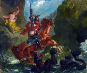 Roger Rescues Angelica, 1856 by Eugene Delacroix
