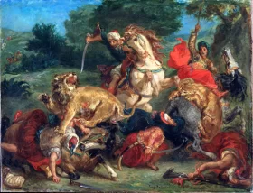 The Lion Hunt 1855 by Eugene Delacroix