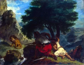 Lion Hunt in Morocco by Eugene Delacroix