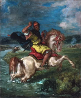 Moroccan Horseman Crossing a Ford 1850 by Eugene Delacroix