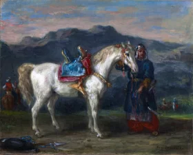 Circassian Holding a Horse by Its Bridle 1858 by Eugene Delacroix