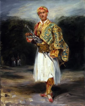 Count Demetrius De Palatiano in Suliot Costume 1800 by Eugene Delacroix