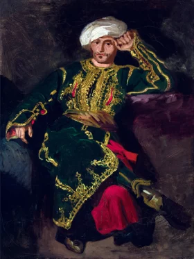 Seated Figure in Turkish Costume by Eugene Delacroix