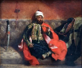 Smoking Turk Sitting on a Couch by Eugene Delacroix