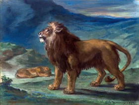 Lion and Lioness in the Mountains 1847 by Eugene Delacroix