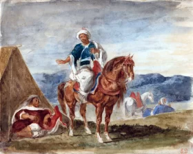 Three Arab Horsemen at an Encampment by Eugene Delacroix