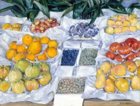 Fruit Displayed on a Stand by Gustave Caillebotte