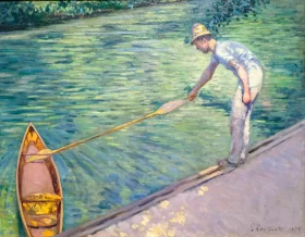 Boater Pulling on His Perissoire by Gustave Caillebotte