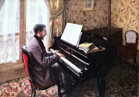 Young Man Playing the Piano 1876 by Gustave Caillebotte