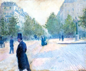 La Place Saint-Augustin, Temps Brumeux 1878 by Gustave Caillebotte