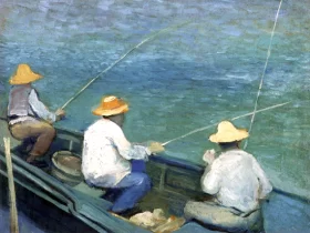 Three Fishermen in a Boat by Gustave Caillebotte
