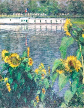 Sunflowers Along the Seine by Gustave Caillebotte
