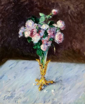 Bouquet De Roses Dans Un Vase De Cristal 1883 by Gustave Caillebotte