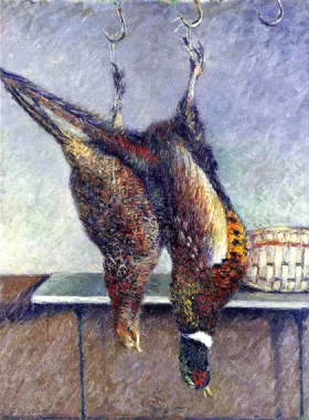 Two Hanging Pheasants 1882 by Gustave Caillebotte