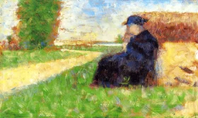 Large Figure In A Landscape by Georges Seurat