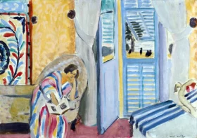 Interiéur à Nice, femme assise avec un livre by Henri Matisse