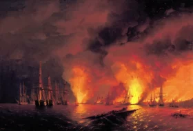 The Battle of Sinop on 18 November 1853 (Night after Battle) 1853 by Ivan Aivazovsky