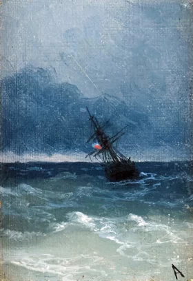 Ship on high seas by Ivan Aivazovsky