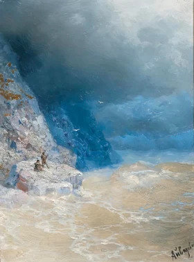 Choppy seas near a rocky coast, 1899 by Ivan Aivazovsky