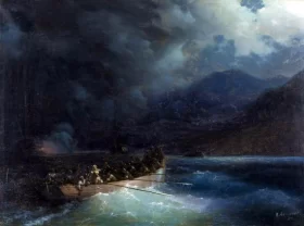 Heroine Bobolin with hunters breaks under a hail of shots on a boat through the Turkish fleet 1880 by Ivan Aivazovsky