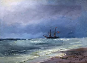 Sailing Ship on a Stormy Day by Ivan Aivazovsky