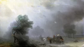 Carriage in a Storm by Ivan Aivazovsky