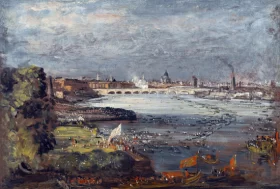 Opening of Waterloo Bridge, Seen from Whitehall Stairs, London, 18 June 1817 by John Constable