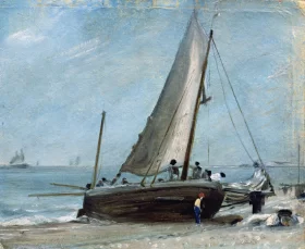 Brighton Beach, with Fishing Boat and Crew by John Constable
