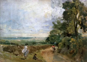 A Country Road with Trees and Figures by John Constable