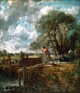 Sketch for "A Boat Passing a Lock" by John Constable