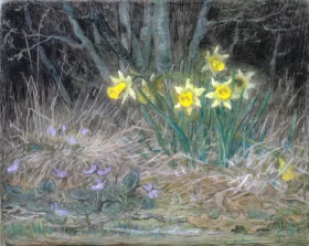Daffodils and violets 1867 by Francois Millet