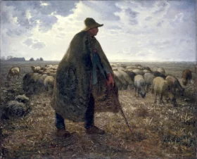 Shepherd Tending his Flock by Francois Millet