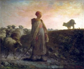 Shepherdess Returning with her Flock by Francois Millet