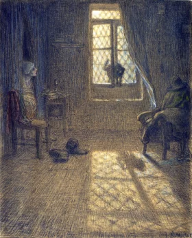 Le Chat or the Cat At the Window by Francois Millet