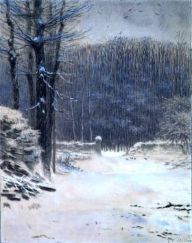 Entrance to the Forest at Barbizon In Winter by Francois Millet