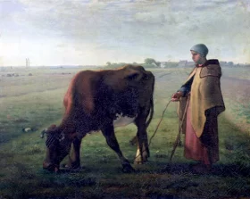 Woman Grazing her Cow by Francois Millet