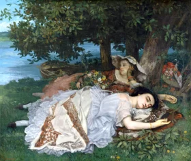 Les Demoiselles Des Bords De La Seine 1856 by Gustave Courbet