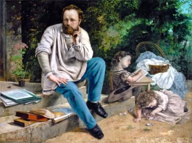 Pierre-Joseph Proudhon Et Ses Enfants by Gustave Courbet