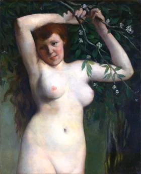Nude with Flowering Branch 1863 by Gustave Courbet