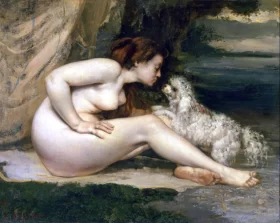 Nude Woman with a Dog by Gustave Courbet