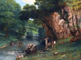 Roe Deer at a Stream 1868 by Gustave Courbet