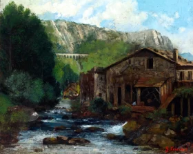 A Mill in a Rocky Landscape by Gustave Courbet