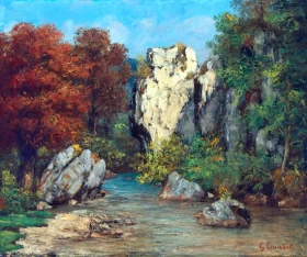 Paysage au Ruisseau Et au Rocher by Gustave Courbet